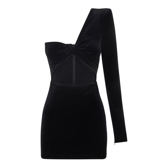 Alex Perry Dresses & Skirts - Alex Perry Greer One-Shoulder Black Velvet Mini Dress Size 8